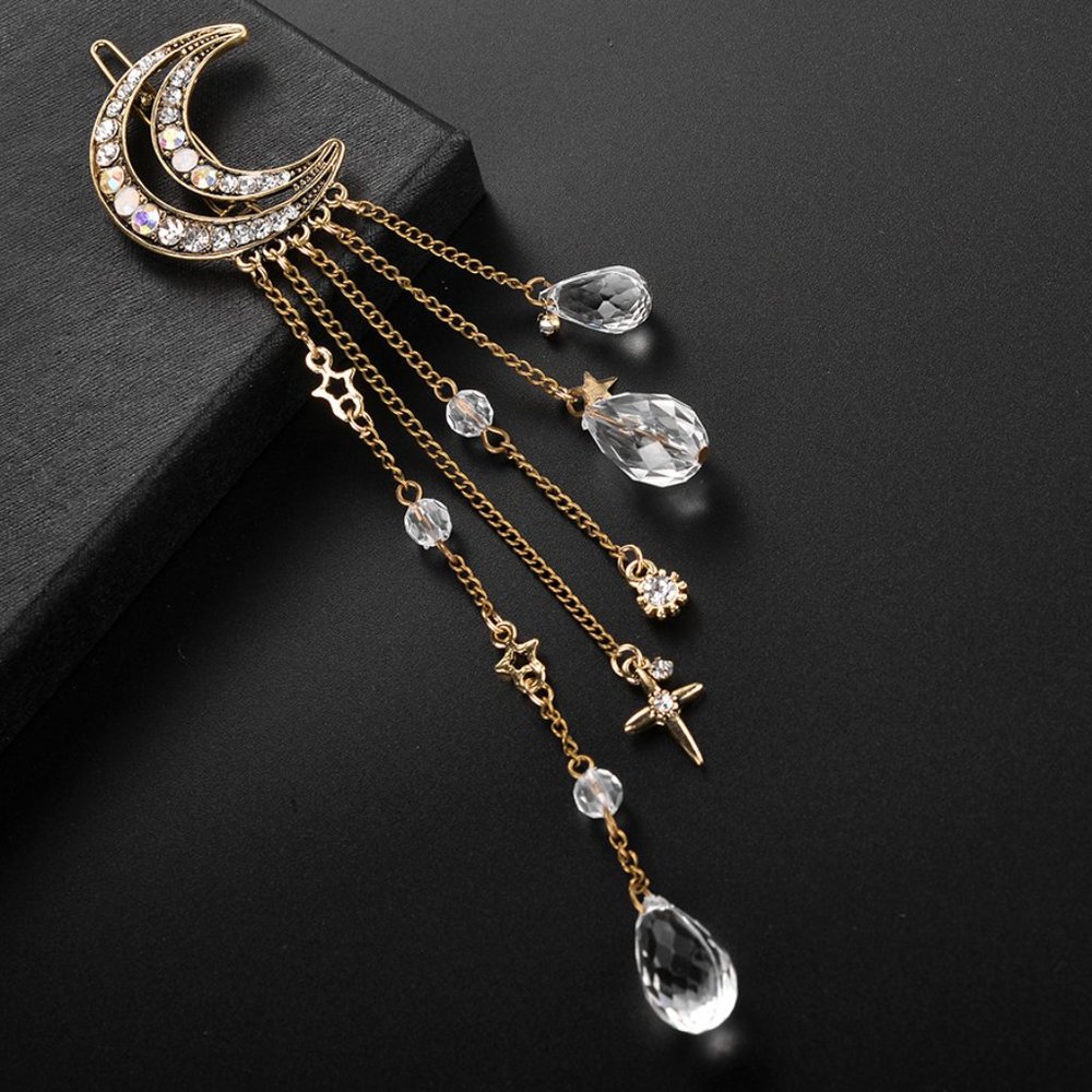 💕Last one Moon Dangle Crystal Hair Clips - Picture 5 of 10